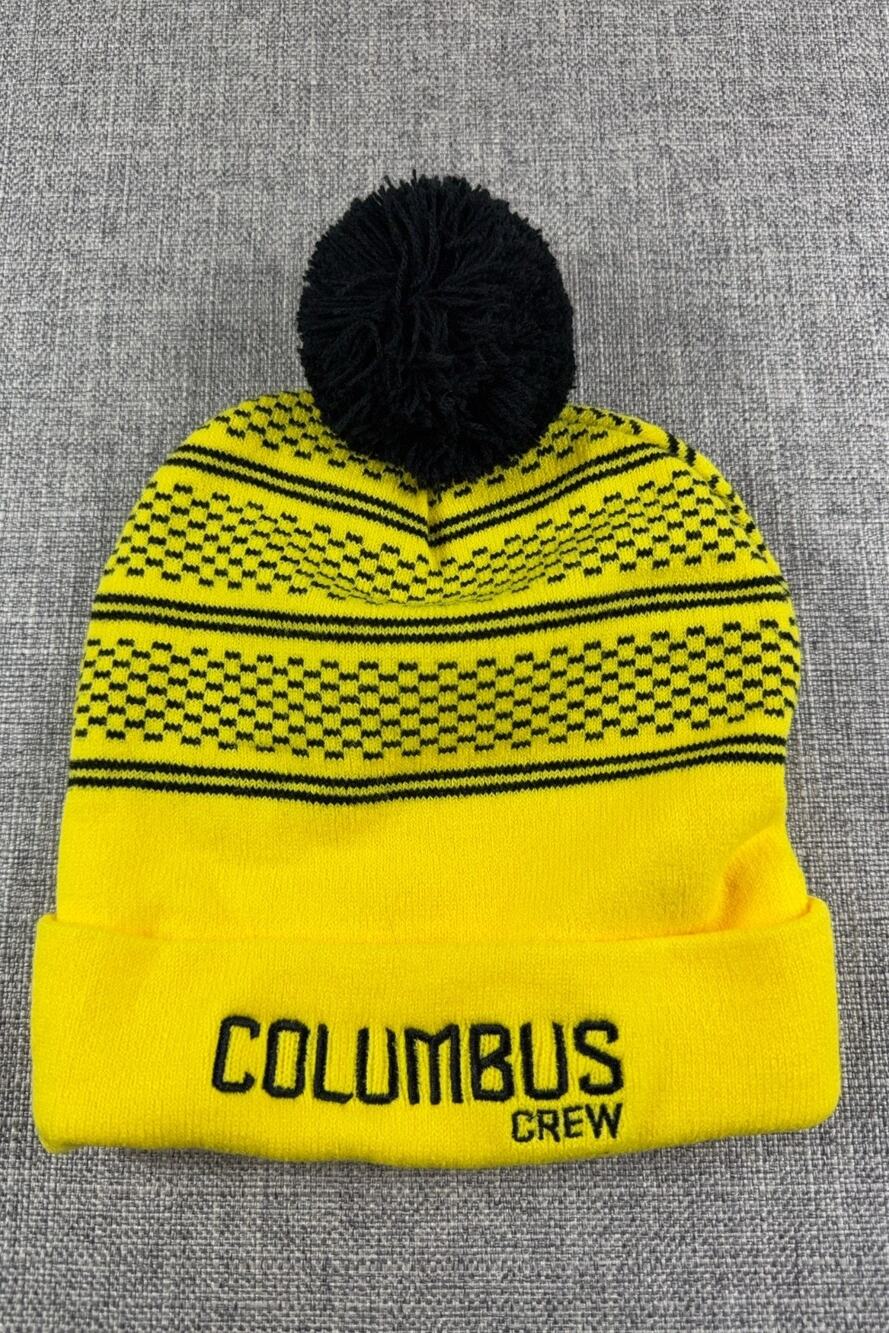 Columbus Crew MLS Pom Beanie Hat Nationwide Black Yellow Soccer Knit Cap